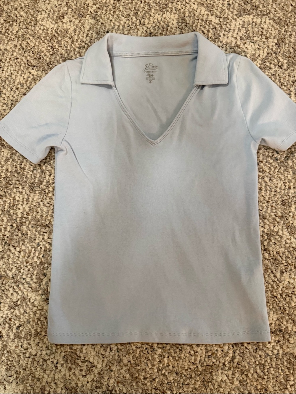 J. Crew Pale Blue V-Neck Polo Short Sleeve Top